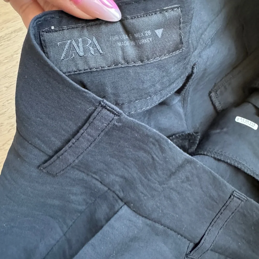 Zara Black Wide Straight Leg Pants - Picture 2 of 5